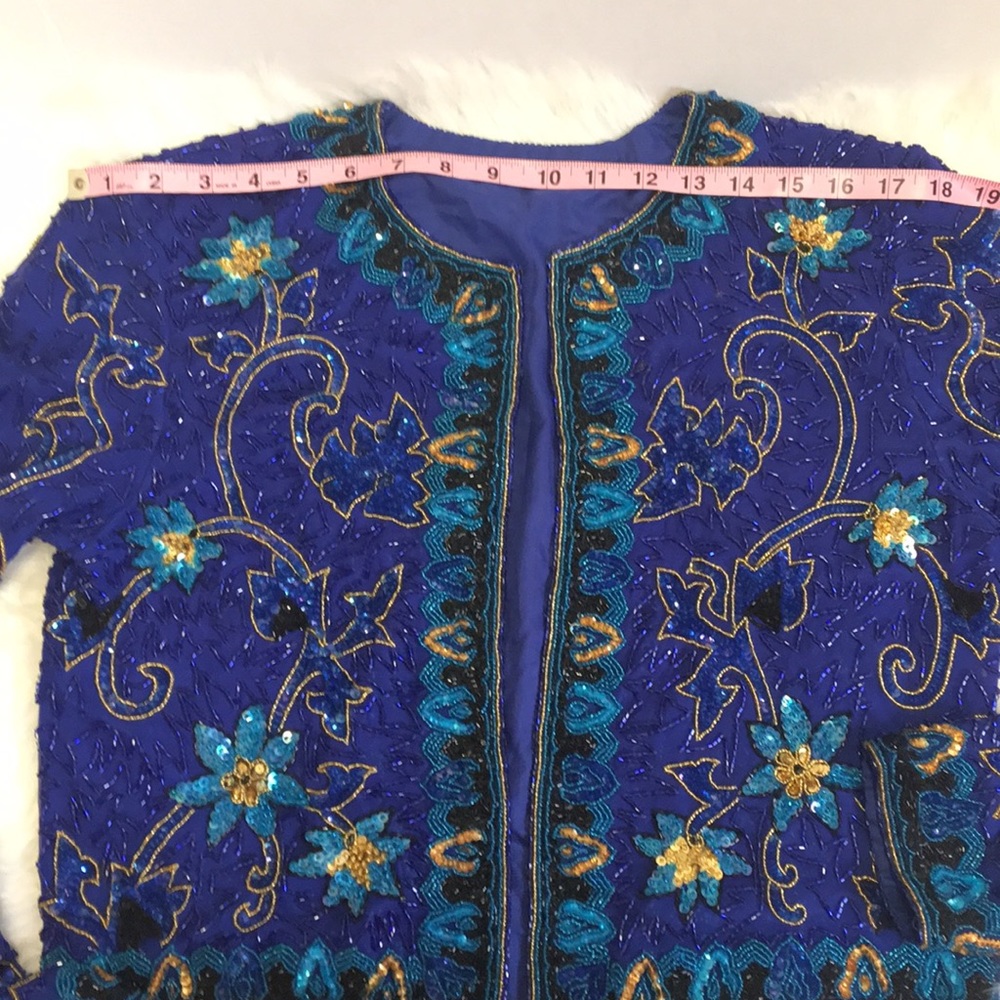 Vintage Royal Blue Beaded Jacket - Picture 6 of 7